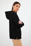 Kadın Gwen Yanı Yırtmaçlı Fermuarlı Sweatshirt - Siyah
