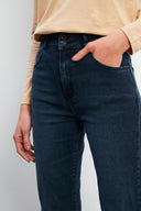 Kadın Jennifer İspanyol Paça Yüksek Bel Deep Dark Blue Jean Pantolon - Deep Dark Blue
