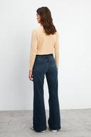 Kadın Jennifer İspanyol Paça Yüksek Bel Deep Dark Blue Jean Pantolon - Deep Dark Blue