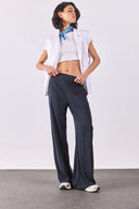 Kadın Jovie Yumuşak Dokulu Yüksek Bel Wide Leg Eşofman Altı (CUPRO) - Antrasit