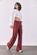 Kadın Jovie Yumuşak Dokulu Yüksek Bel Wide Leg Eşofman Altı (CUPRO) - Bordo