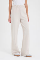 Kadın Jovie Yumuşak Dokulu Yüksek Bel Wide Leg Pantolon (CUPRO) - Kemik