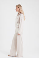 Kadın Jovie Yumuşak Dokulu Yüksek Bel Wide Leg Pantolon (CUPRO) - Kemik