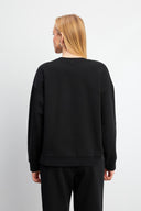 Kadın 0 Yaka Pike Sweatshirt - Siyah