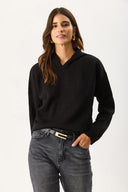 Kadın Angelica Kapüşonlu Regular Fit Triko Kazak - Siyah