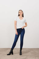 Boyfriend V Yaka Regular Fit Tişört ( MODAL ) - BEYAZ