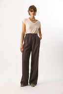 Kadın Chloe Wide Leg Palazzo Pantolon %100 Lyocell (Tencel™) - Kahverengi