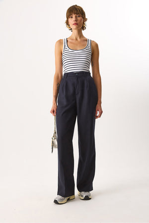 Kadın Chloe Wide Leg Palazzo Pantolon %100 Lyocell (Tencel™) - Lacivert