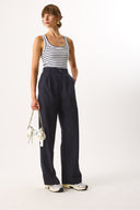 Kadın Chloe Wide Leg Palazzo Pantolon %100 Lyocell (Tencel™) - Lacivert