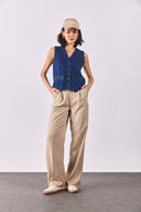 Kadın Dark Blue Jean Yelek %100 Pamuk - Dark Blue