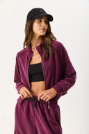 Kadın Dik Yaka Yanı Şeritli Yumuşak Dokulu Sweatshirt (CUPRO) - Bordo