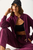 Kadın Dik Yaka Yanı Şeritli Yumuşak Dokulu Sweatshirt (CUPRO) - Bordo