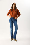 Kadın Emilie Blue Black Bootcut Jean Pantolon (TENCEL)™ - Blue Black