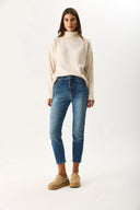 Kadın Jessica Dirty Dark Blue Mom Jean Pantolon - Dirty Dark Blue