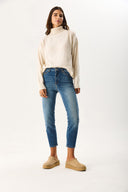 Kadın Jessica Dirty Dark Blue Mom Jean Pantolon - Dirty Dark Blue