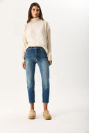 Kadın Jessica Dirty Dark Blue Mom Jean Pantolon - Dirty Dark Blue