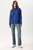 Kadın Kapüşonlu Basic Hoodie Sweatshirt %100 Pamuk - Navy