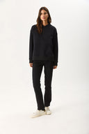 Kadın Kapüşonlu Basic Hoodie Sweatshirt %100 Pamuk - Siyah