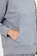 Kadın Kapüşonlu Basic Hoodie Sweatshirt - Gri Melanj
