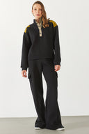 Kadın Kargo Cepli Düz Paça Jogging Pantolon - Siyah