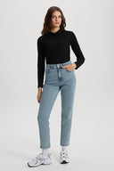 Kadın Maria Vintage Med Blue Slim Mom Jean Pantolon