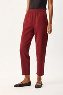 Kadın Marla Renkli Yüksek Bel Slouchy Jogger Pantolon - Bordo