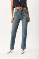 Kadın Marrakesh Ripped Tint Med Straight Jean Pantolon %100 Pamuk - Ripped Tint Med Blue