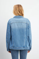 Kadın Maya Vintage Med Blue Jean Ceket