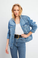 Kadın Maya Vintage Med Blue Jean Ceket