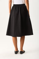 Kadın Önü Fermuarlı Geniş Etek - Siyah
