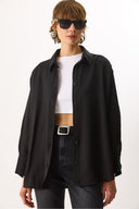 Kadın Oversize Lyocell Gömlek %100 Lyocell - Siyah