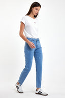 Kadın Petra Dirty Med Blue Boyfriend Jean Pantolon