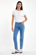 Kadın Petra Dirty Med Blue Boyfriend Jean Pantolon