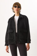 Kadın Regular Fit Kaşe Ceket - Siyah