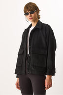 Kadın Regular Fit Kaşe Ceket - Siyah
