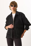 Kadın Regular Fit Kaşe Ceket - Siyah