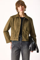 Kadın Regular Fit Süet Ceket - Haki