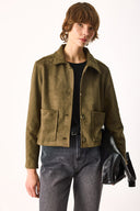 Kadın Regular Fit Süet Ceket - Haki