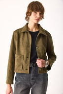 Kadın Regular Fit Süet Ceket - Haki