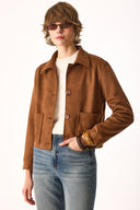 Kadın Regular Fit Süet Ceket - Taba