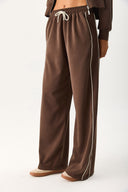 Kadın Regular Fit Yanı Yırtmaçlı Yumuşak Dokulu Jogging Pantolon (CUPRO) - Kahverengi