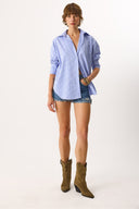 Kadın Rose Regular Fit Çizgili Gömlek - Mavi Çizgili