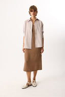 Kadın Rose Regular Fit Çizgili Gömlek - Taş Çizgili