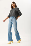 Kadın Wanda Ekstra Yüksek Bel Med Blue Wide Leg Jean Pantolon %100 Pamuk - Med Blue