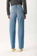 Kadın Wanda Ekstra Yüksek Bel Med Blue Wide Leg Jean Pantolon %100 Pamuk - Med Blue