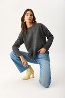 Kadın Wanda Ekstra Yüksek Bel Med Blue Wide Leg Jean Pantolon %100 Pamuk - Med Blue