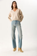 Kadın Wanda Tint Light Blue Wide Leg Jean Pantolon %100 Pamuk - Tint Light Blue