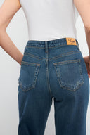 Kadın Wanda Vintage Dark Blue Wide Leg Jean Pantolon