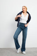 Kadın Wanda Vintage Dark Blue Wide Leg Jean Pantolon