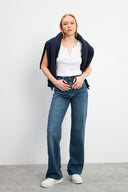 Kadın Wanda Vintage Dark Blue Wide Leg Jean Pantolon